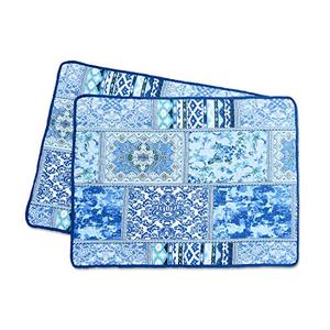 lot 31399 image: NEWLAKE Quilted Cotton Bed Pillowcases, Blue Classic Bohemian Pattern, 2 Pieces, 20x27 Inch