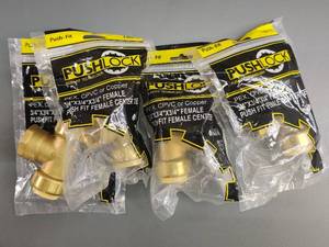 lot 31410 image: Push Lock - PEX CPVC or Copper 34X34X34 Female Center Tee Push Fit (4 Pack)