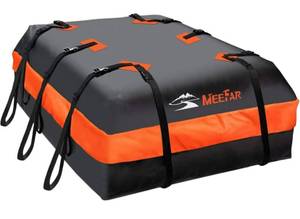lot 31411 image: MeeFar Car Roof Bag XBEEK Rooftop top Cargo Carrier Bag 20 Cubic feet Waterproof for All Cars withWithout Rack, Includes Anti-Slip Mat, 10 Reinforced Straps, 6 Door Hooks, Luggage Lock