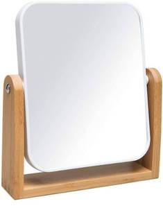 lot 31414 image: YEAKE Vanity Makeup Mirror with Natural Bamboo Stand,8 Inch 1X3X Magnification Double Sided 360 Degree Swivel Magnifying Mirror,Portable Table Desk Countertop Mirror Bathroom Shaving Make Up Mirror