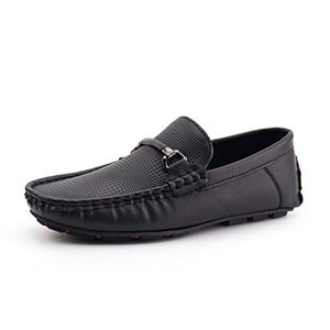 lot 31425 image: JABASIC Kids Penny Loafer Casual Slip-On Moccasin Flats Boys Dress Shoes (7,Black)