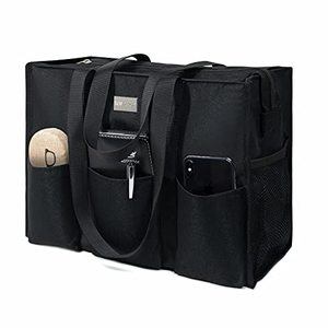 lot 31428 image: TOPDesign Utility Water Resistant Tote Bag with 13 Exterior & Interior Pockets, Top Zipper Closure & Thick Bottom Support