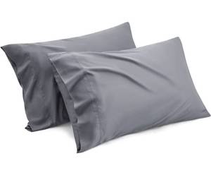 lot 31431 image: Bedsure Viscose from Bamboo Pillow Cases Standard Size - Grey Silk Cooling Pillowcase 2, Soft & Breathable Satin Toddler  20x26 