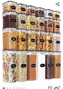 lot 26658 image: PRAKI Airtight Food Storage Containers Set with Lids - 24 PCS, BPA Free Kitchen and Pantry Organization, Plastic Leak-proof Canisters for Cereal Flour & Sugar - Labels & Marker