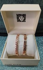 lot 14590 image: 688 Anne Klein Womens Premium Crystal Accented Watch and Bracelet Set, Rose Gold