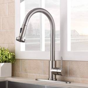 lot 14605 image: VCCUCINE Kitchen Faucet with Pull Down Sprayer, Brushed Nickel, Stainless Steel Single Handle