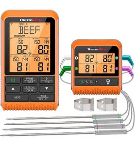 lot 20926 image: ThermoPro TP829 Wireless Meat Thermometer for Grilling and Smoking, 1000FT Thermometer for Outside Grill with 4 Meat Probes