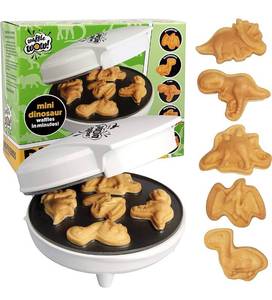lot 20934 image: Dinosaur Mini Waffle Maker- 5 Different Shaped Dinos in Minutes Electric Non-Stick Waffler Iron