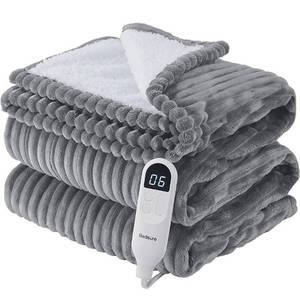 lot 20945 image: Bedsure Heated Blanket Electric Blanket - Soft Ribbed Fleece 50x60 Fast Heating Electric Throw with 6 Heating Levels & 4 Time Settings, 3 Hours Auto-Off, Dark Grey, ThrowTwin