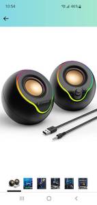 lot 20947 image: LENRUE Computer Speakers, PC Speakers with Colorful RGB Lights, 10W Stereo Sound, 47 ins Ultra Long AUX and USB Powered for PC, Desktop, Computer, Laptop, Gaming