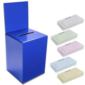 lot 26659 image: 10 Pack of Excello Global Products Large Ballot BoxCharity BoxSuggestion BoxIncludes 1000 Entry SheetsUse for raffles, Lead Generation, Business Cards, Voting, contests, suggestions
