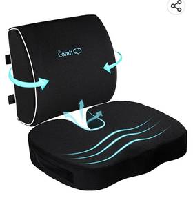 lot 26676 image: Coccyx Seat Cushion and Lumbar Support Pillow for Office Chair-Gel Infused,Orthopedic Car Seat Cushion Memory Foam Back Support Cushion for Lower Back Pain,Tailbone & Sciatica Pain Relief Black