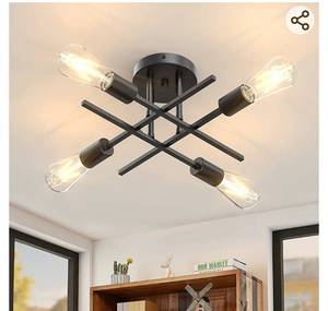 lot 26691 image: ONOK 4 Light Semi Flush Mount Ceiling Light Fixtures with E26 Lights Base, Solid Kitchen Light Fixtures Ceiling Mount, Easy Assembled Modern Chandelier Lights for Bedroom Living Room