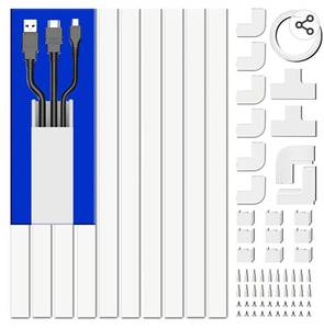 lot 26694 image: Cord Cover Raceway Kit, 157in Cable Cover Channel, Paintable Cord Concealer System Cable Hider, Cord Wires, Hiding Wall Mount TV Powers Cords in Home Office, 10X L15.7in X W0.95in X H0.55in, White