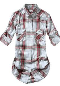 lot 26698 image: Match Womens Long Sleeve Flannel Plaid Shirt Size Large