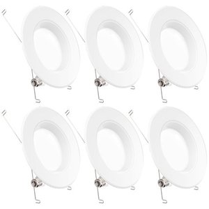 lot 26712 image: Sunco Lighting 6 Pack 56 Inch LED Recessed Downlight, Baffle Trim, Dimmable, 13W75W, 2700K Soft White, 965 LM, Damp Rated, Simple Retrofit Installation - UL  Energy Star