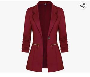 lot 26724 image: Genhoo Womens Long Sleeve Blazer Open Front Cardigan Jacket Work Office Blazer with Zipper Pockets Small