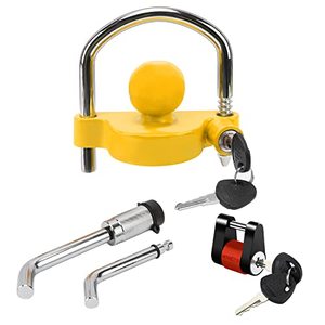 lot 31436 image: Keyed Alike Trailer Receiver Lock& Coupler Lock Kit, 12 and 58 Dia Dual Bent Pin Hitch Lock,Universal Tow Ball Lock Fits 1-78,2 2-516 Coupler