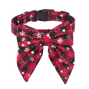 lot 31438 image: ADOGGYGO Christmas Dog Collar with Bow, Adjustable Cotton Red Bowtie Dog  Collars for Small Medium