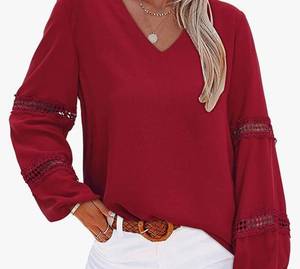 lot 31440 image: STYLEWORD Womens Blouses Tops Casual Dressy Long Sleeve Shirts Work Business Fall Fashion Dress Lace Tunic 2022 XL