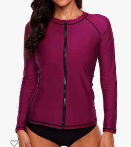 lot 31445 image: ATTRACO Womens Rashguard Swimsuit Zip Front Sun Protection Swim Shirt UPF 50 Color Solid Fuchsia Medium