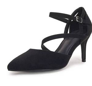 lot 31455 image: Coutgo Womens Pointed Toe Stiletto Pumps Kitten Heels Strappy Ankle Buckle Crisscross Wedding Party Shoes size 5.5