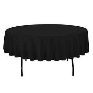 lot 31461 image: Craft And Party Premium Polyester Tablecloth - 90 Round Black Tablecloth for Wedding, Restaurant or Banquet