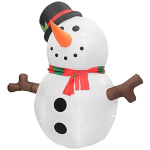 lot 31470 image: 6 Ft Tall Christmas Inflatable Cute Lovely Snowman with Hat Inflatable Yard Decoration with Build-in LEDs Blow Up Inflatables for Xmas Party Indoor, Outdoor, Yard, Garden, Lawn Decorations