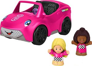 lot 31484 image: Fisher-Price Little People Barbie Toddler Toy Car with Music Sounds and 2 Figures, Convertible