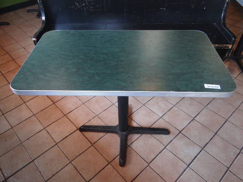lot 107 image: Rectangle Dining Table wBlack metal base