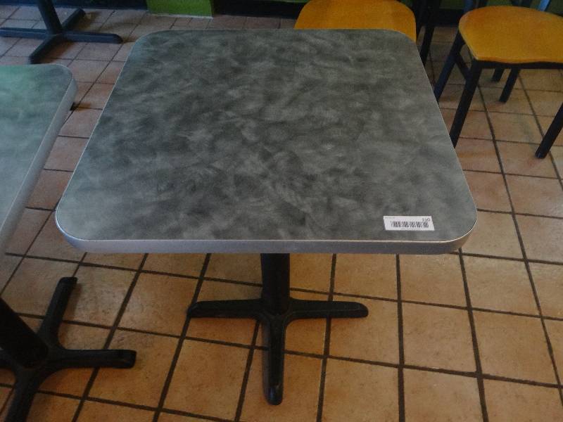 lot 110 image: Square Bisto Table wBlack metal base