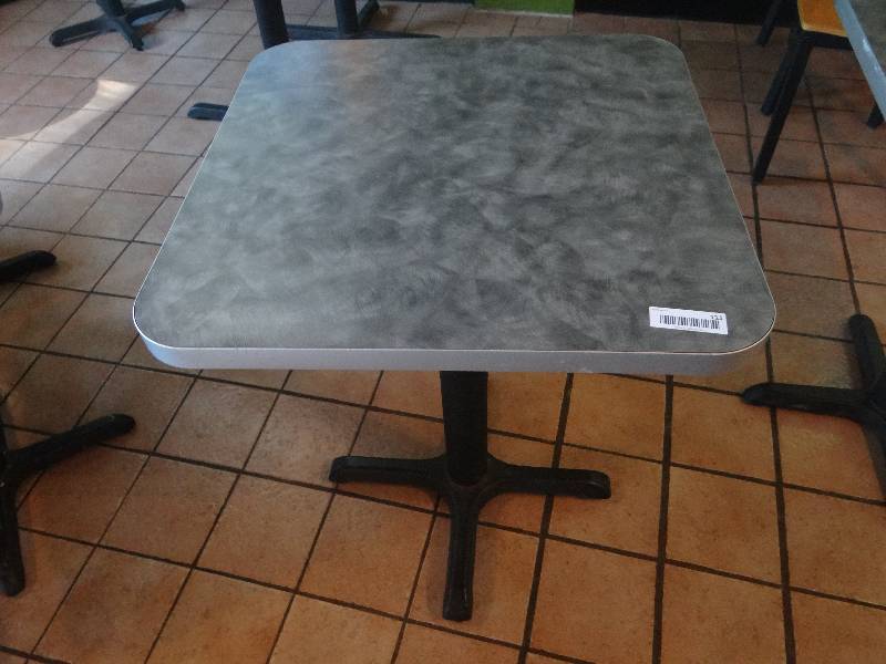 lot 111 image: Square Bisto Table wBlack metal base