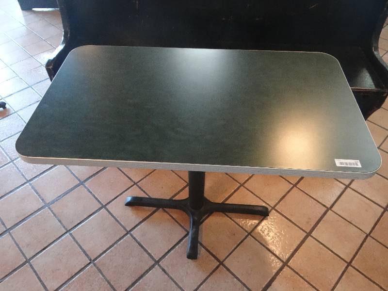 lot 112 image: Rectangle Dining Table wBlack metal base