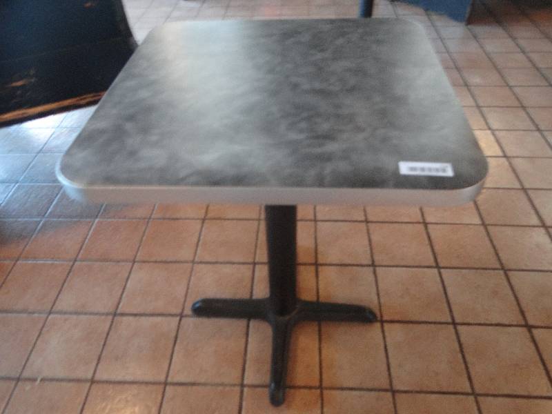 lot 114 image: Square Bisto Table wBlack metal base