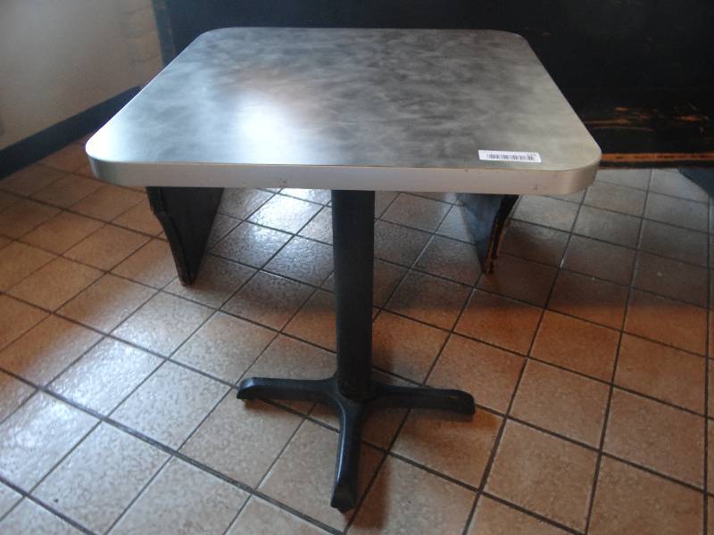 lot 115 image: Square Bisto Table wBlack metal base