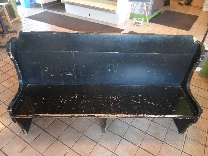 lot 117 image: Large Black Wood Double Sided Booth Bench