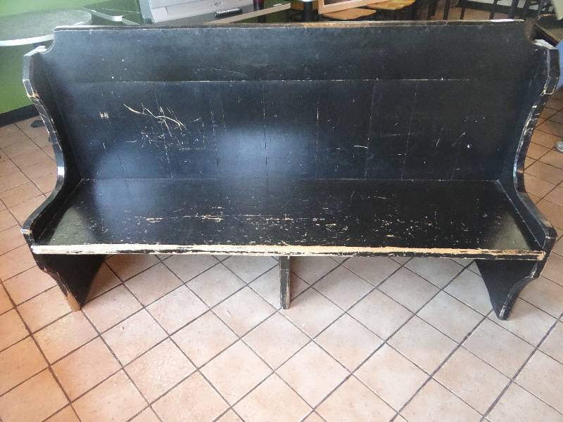 lot 118 image: Large Black Wood Double Sided Booth Bench