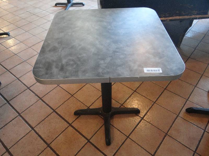 lot 119 image: Square Bisto Table wBlack metal base