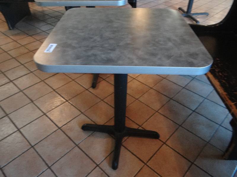 lot 120 image: Square Bisto Table wBlack metal base