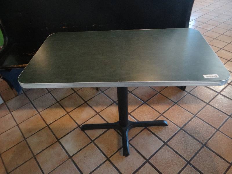 lot 121 image: Rectangle Dining Table wBlack metal base