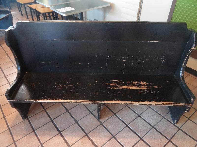 lot 122 image: Large Black Wood Double Sided Booth Bench