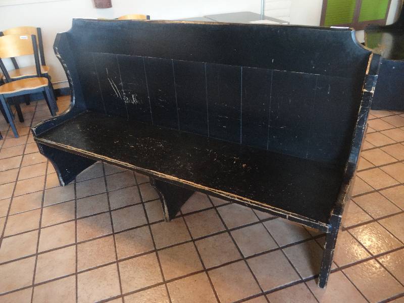 lot 123 image: Large Black Wood Double Sided Booth Bench