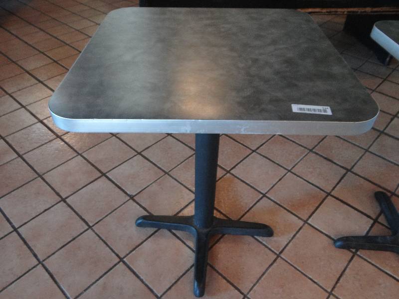 lot 124 image: Square Bisto Table wBlack metal base