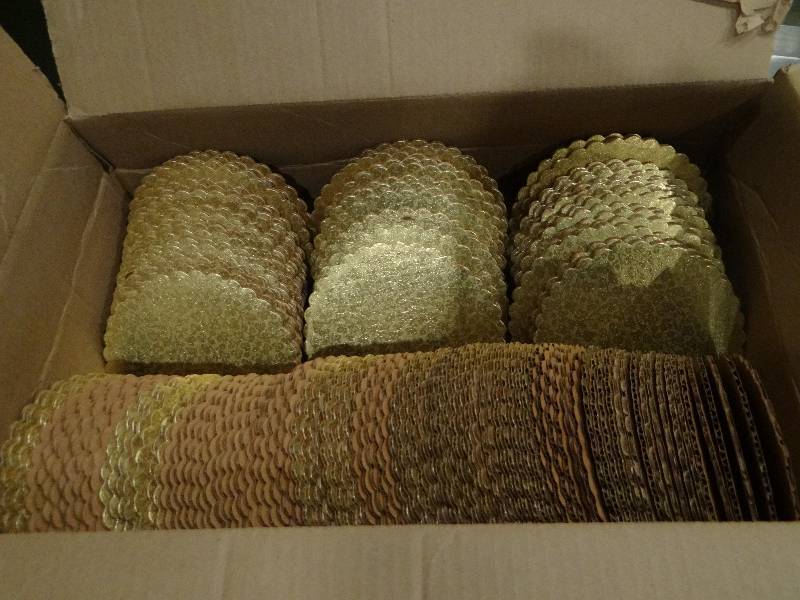 lot 178 image: Large Lot of 6 Scalloped Cake Boards wGold Foil.