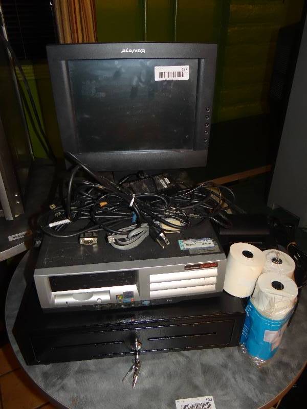 lot 187 image: Point of Sale SystemCash Register. Includes Touch Screen Monitor, Compaq Processor & Cash Drawer, Receipt Printer - with all cords.