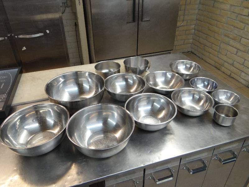 lot 197 image: Large Lot of Various Size Stainless Steel Mixing Bowls.