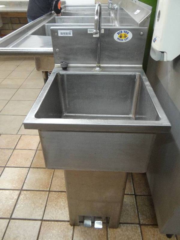 lot 223 image: Win-Holt Foot Operated Stainless Steel Hand Sink.