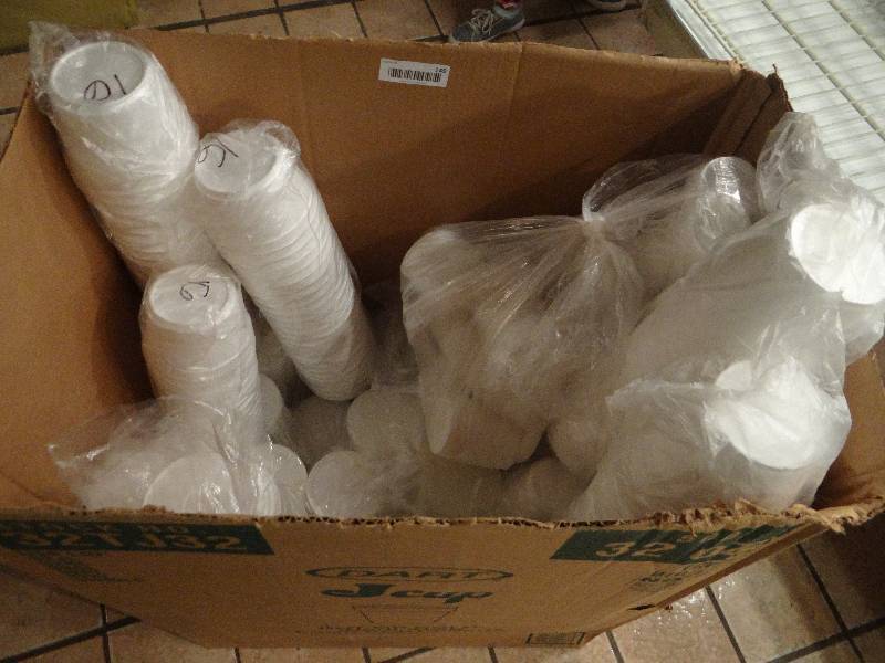 lot 149 image: Large Lot of Foam Soup Bowls, Cups, & Condiment Cups wLids
