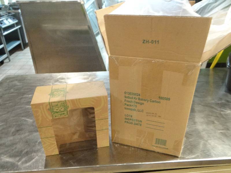 lot 154 image: Box of 56 - 9x9x4 Kraft Bakery CartonsBoxes