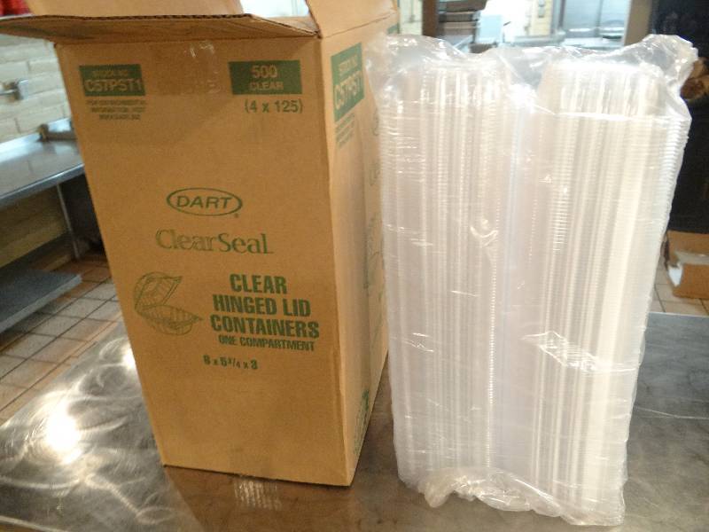 lot 156 image: Box of 250 - Dart Clear Seal Hinged Lid Containers